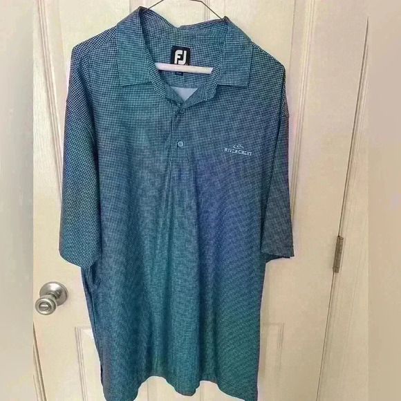 FootJoy Mens Rivercrest Golf Club Small Houndstooth Logo Polo Shirt XL - Picture 1 of 7